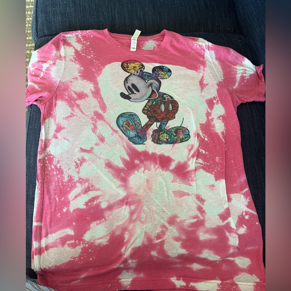 Mickey Mouse Pink Tie Dyed Shirt, Women’s Large